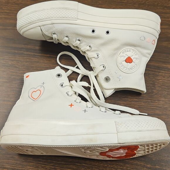 Converse Chuck Taylor All Star Lift Platform Y2K Heart High Top Sneaker size 8 - Picture 2 of 9
